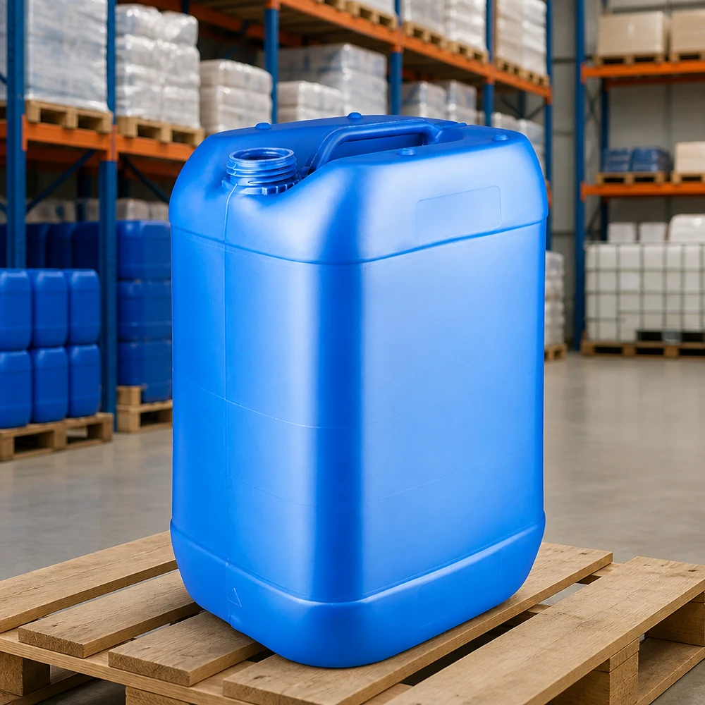Canister 25 liter blauw zonder sluiting Lichte transportkanister van 25 liter, blauw, zonder deksel, met ergonomisch handvatstelsel