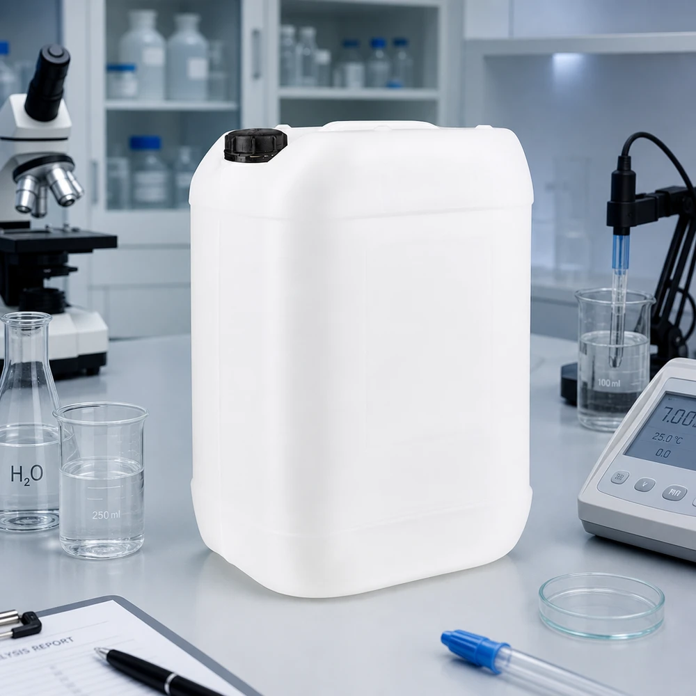 Stapelbare industriële jerrycan van 25 liter, gemaakt van HDPE, met OV-verzegeling voor laboratoriumvloeistoffen
