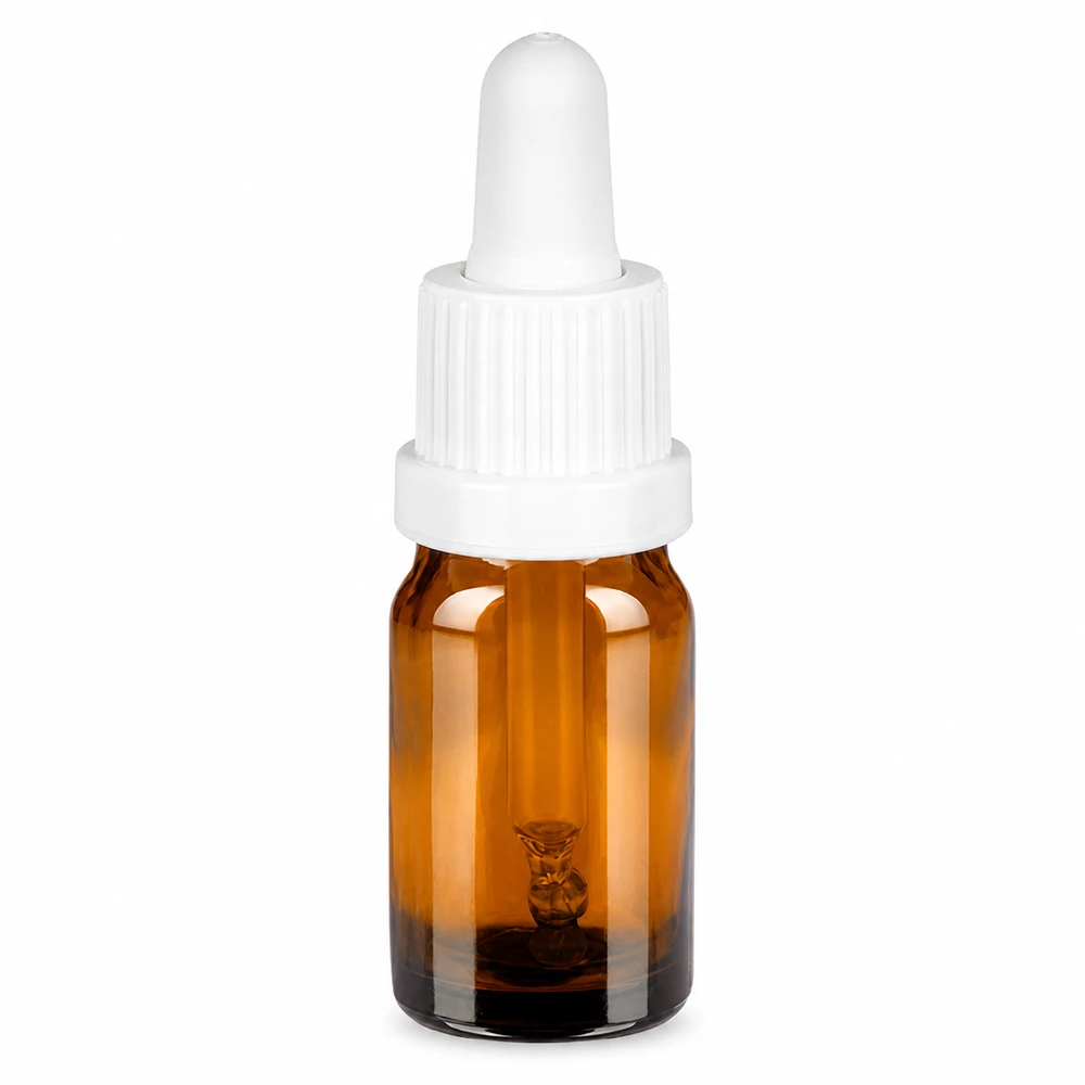 5 ml pipetfles bruin met witte dop voor het nauwkeurig doseren van vloeistoffen