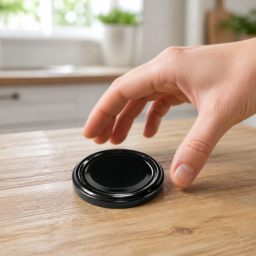 UNiTWIST TO63 BioSeal-deksel, zwart, BPA-vrij, binnen handbereik op de keukentafel van unitemp