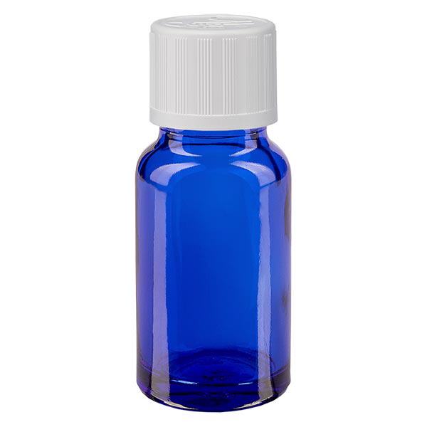 Blauwe glazen flessen 10ml met wit sluiting KiSi St Blauwe glazen flessen 10ml met wit sluiting KiSi St