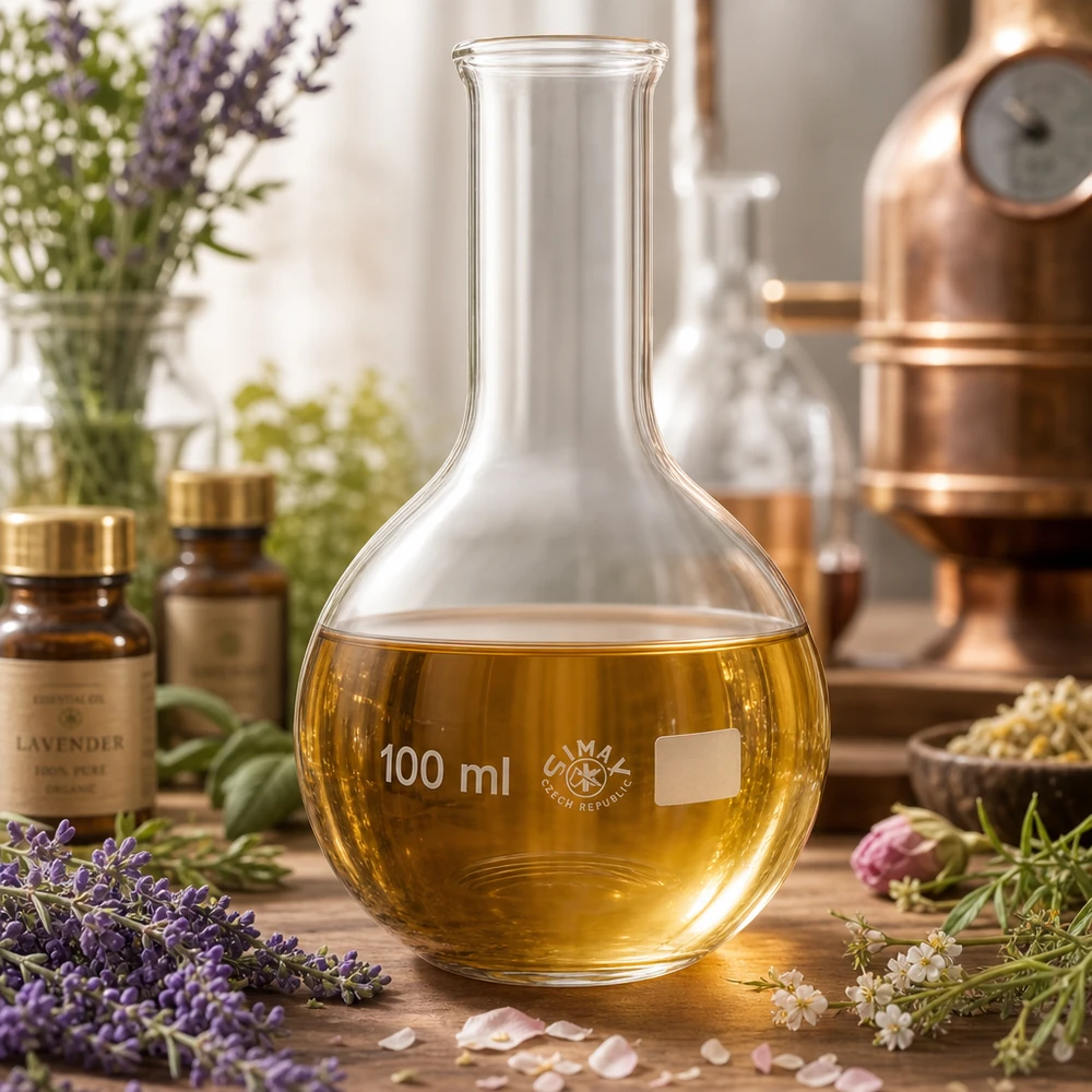 Laboratoriumglaswerk 100 ml smalle halskolf in klassieke vorm voor organische chemie en extractie van natuurlijke producten
