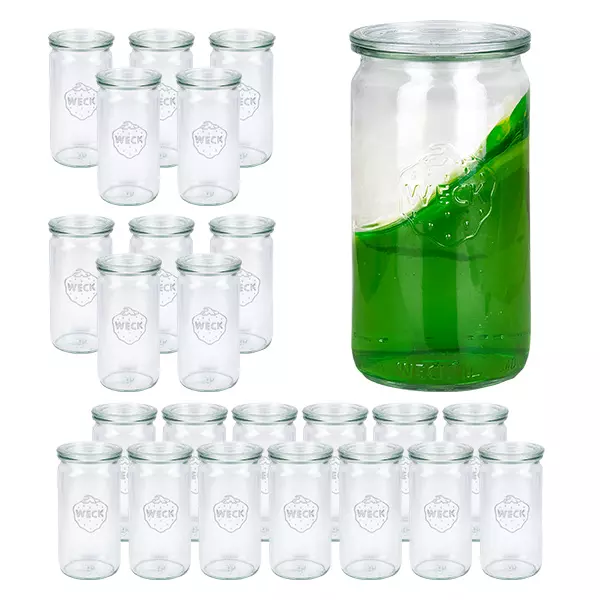 Set van 24 Weckpotten 340 ml cilinderpotten met 24 glazen deksels Set van 24 Weckpotten 340 ml cilinderpotten met 24 glazen deksels