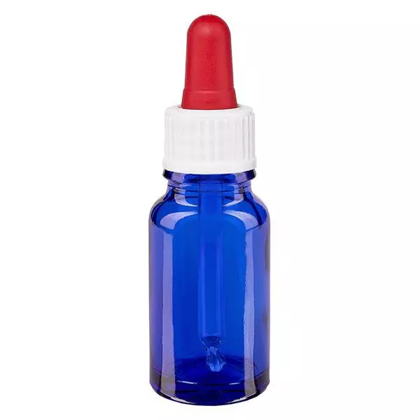 Pipetfles blauw 10ml, pipet wit/rood ST