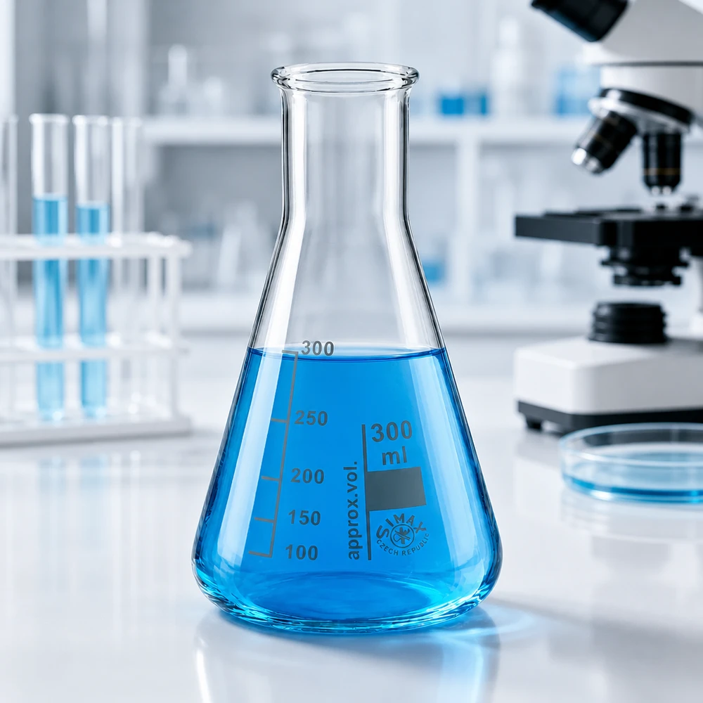 Erlenmeyer 300ml nauwe hals borosilicaat met afgeronde rand