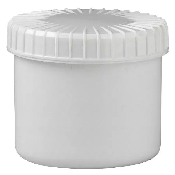 Kunststof pot 135 ml wit met geribbeld wit schroefdeksel van PE, type sluiting Standaard