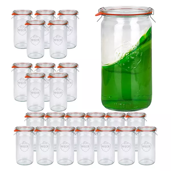 Set van 24 Weckpotten 340 ml cilinderpotten met 24 glazen deksels Set van 24 Weckpotten 340 ml cilinderpotten met 24 glazen deksels