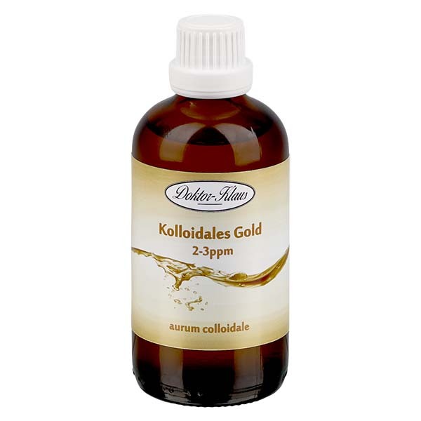 100 ml colloïdaal goud Doktor-Klaus, 2-3ppm, bruine glazen fles met dop met verzegelring 100 ml colloïdaal goud Doktor-Klaus, 2-3ppm, bruine glazen fles met dop met verzegelring