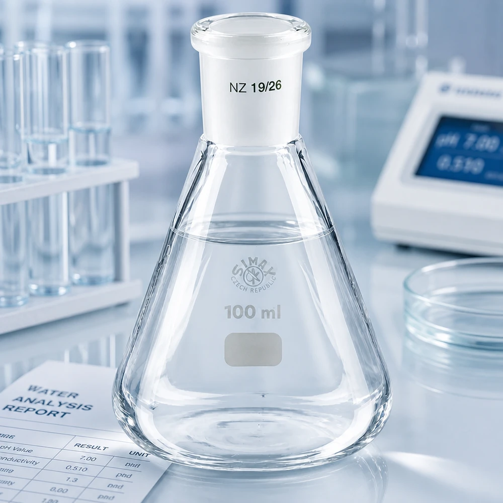 Erlenmeyer 100ml nauwe hals borosilicaat met slijpstuk 19/26