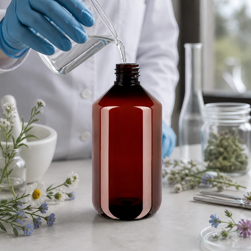 PET fles 500ml met ontgassingsdop rood Bruine kunststof fles van 500 ml met drukcompenserende sluiting voor laboratoriumtoepassingen