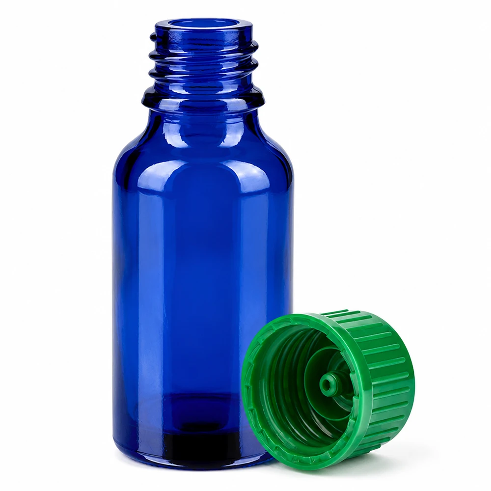 20ml flesje 11mm SV groen STD BlueLine UT18/20 20ml analysefles kobaltblauw glas met afneembare groene dop 11mm SV STD