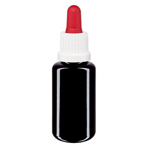 Apothekersfles viol. 20ml pipet wit/rood OV Apothekersfles viol. 20ml pipet wit/rood OV