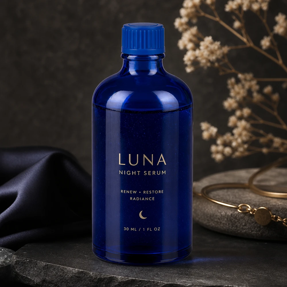 Veelzijdige blauwe glazen fles van 100 ml, ideaal voor doe-het-zelfcosmetica en natuurlijke verzorgingsproducten