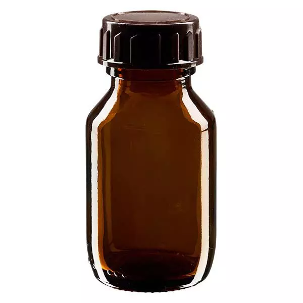 50ml Euro-medicijnfles bruin met bruine schroefsluiting