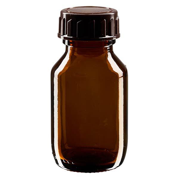 50ml Euro-medicijnfles bruin met bruine schroefsluiting 50ml Euro-medicijnfles bruin met bruine schroefsluiting