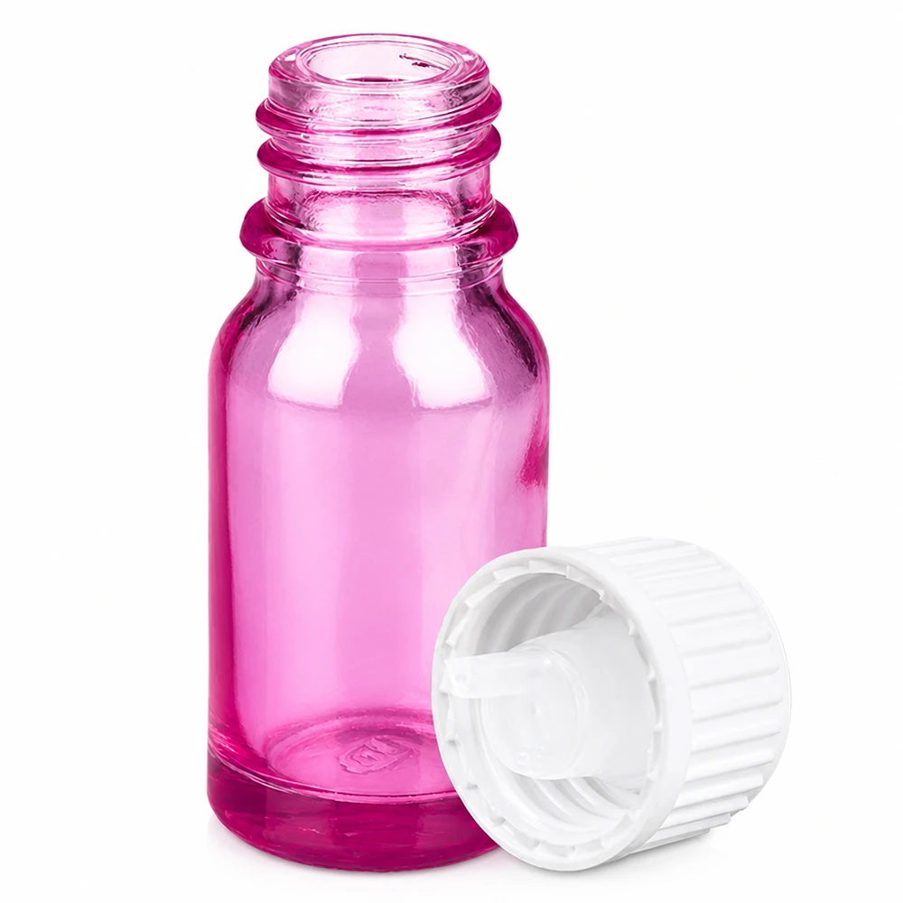 Paars glazen flesje 10ml van hoge kwaliteit met witte dop voor apotheek- en laboratoriumgebruik