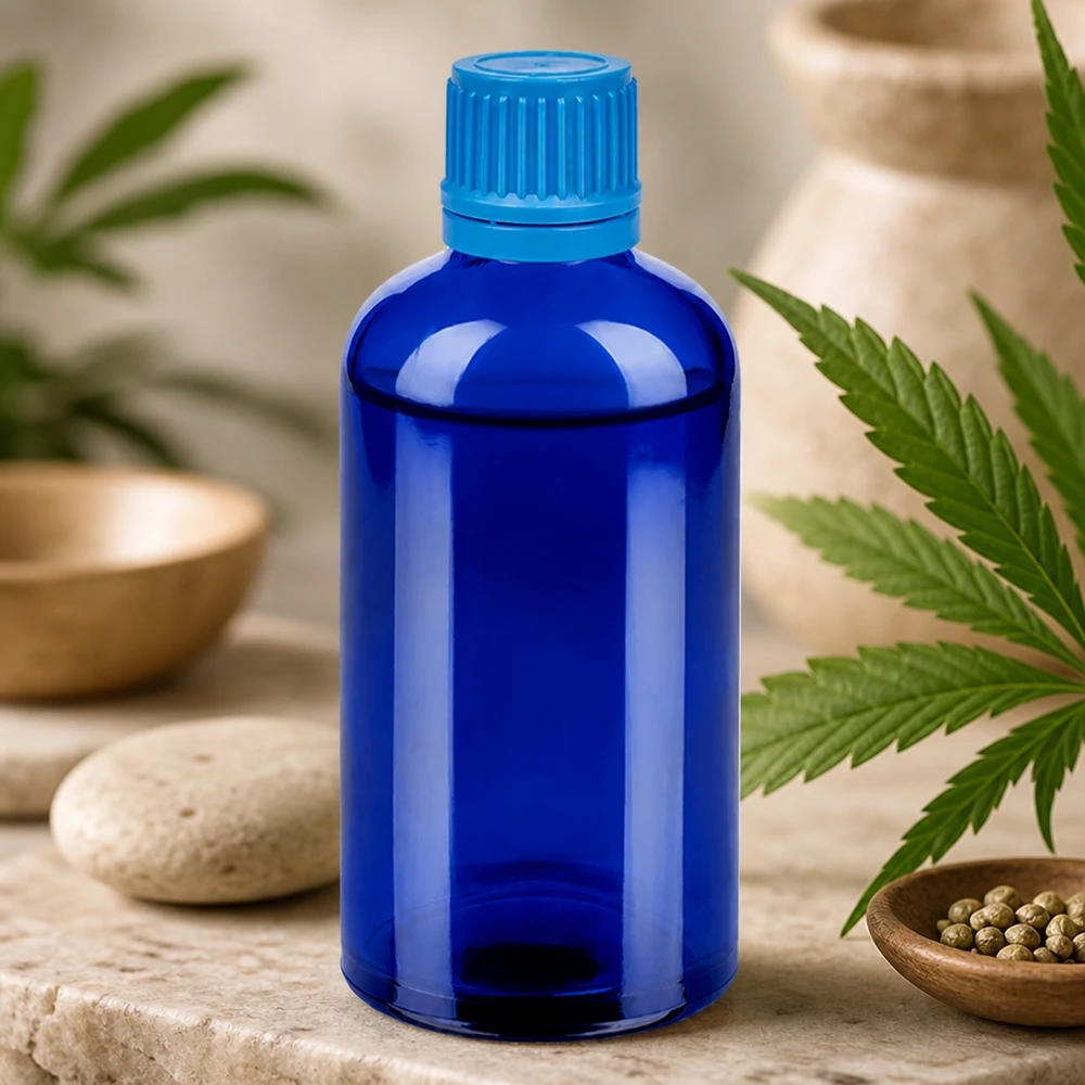 BlueLine-laboratoriumfles van 100 ml met verzegelbare dop voor kwaliteitsgarantie