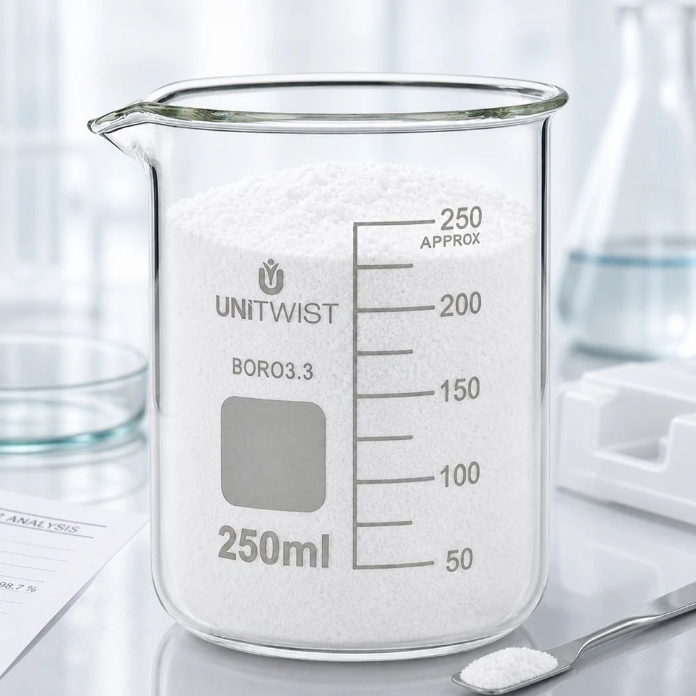 Beker 250ml borosilicaat, lage vorm UNiTWIST Laboratoriumglas 250 ml, lage vorm, borosilicaat 3.3, met wit poeder en laboratoriumbenodigdheden