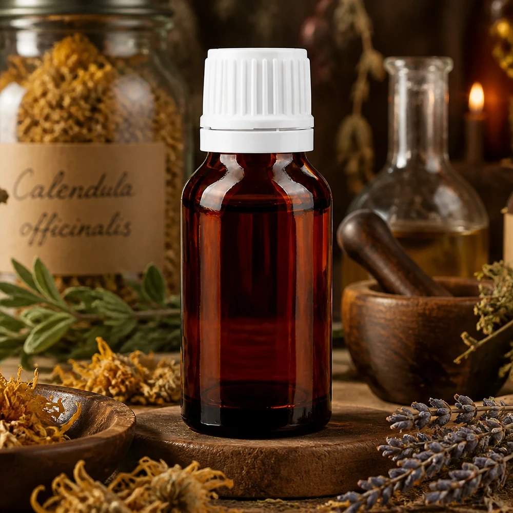 Bruine glazen fles 15ml met wit schroefsluiting VR UV-bestendige bruine glazen fles van 15 ml met witte schroefdop voor natuurgeneeskunde en aromatherapie
