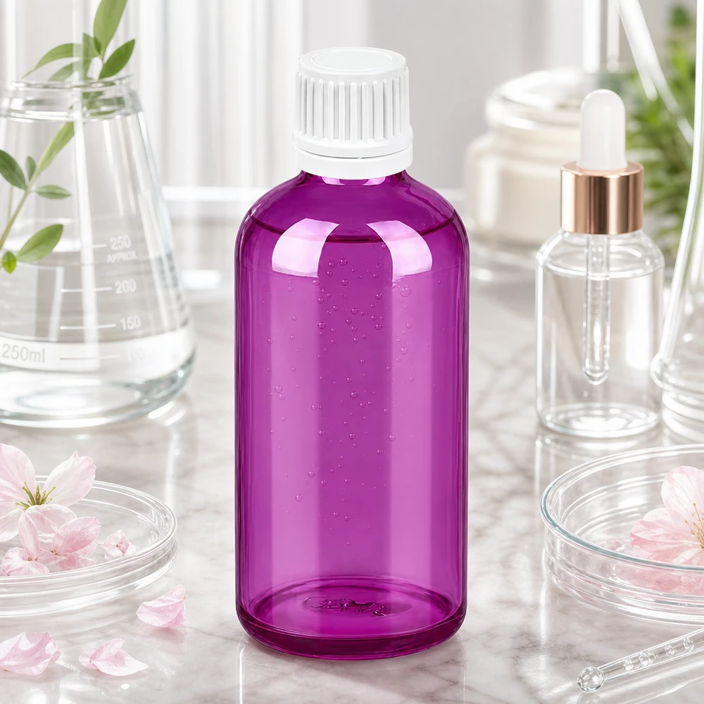 PurpleLine 100ml fles met witte 11mm dop - ideaal voor cosmetische producten en serums