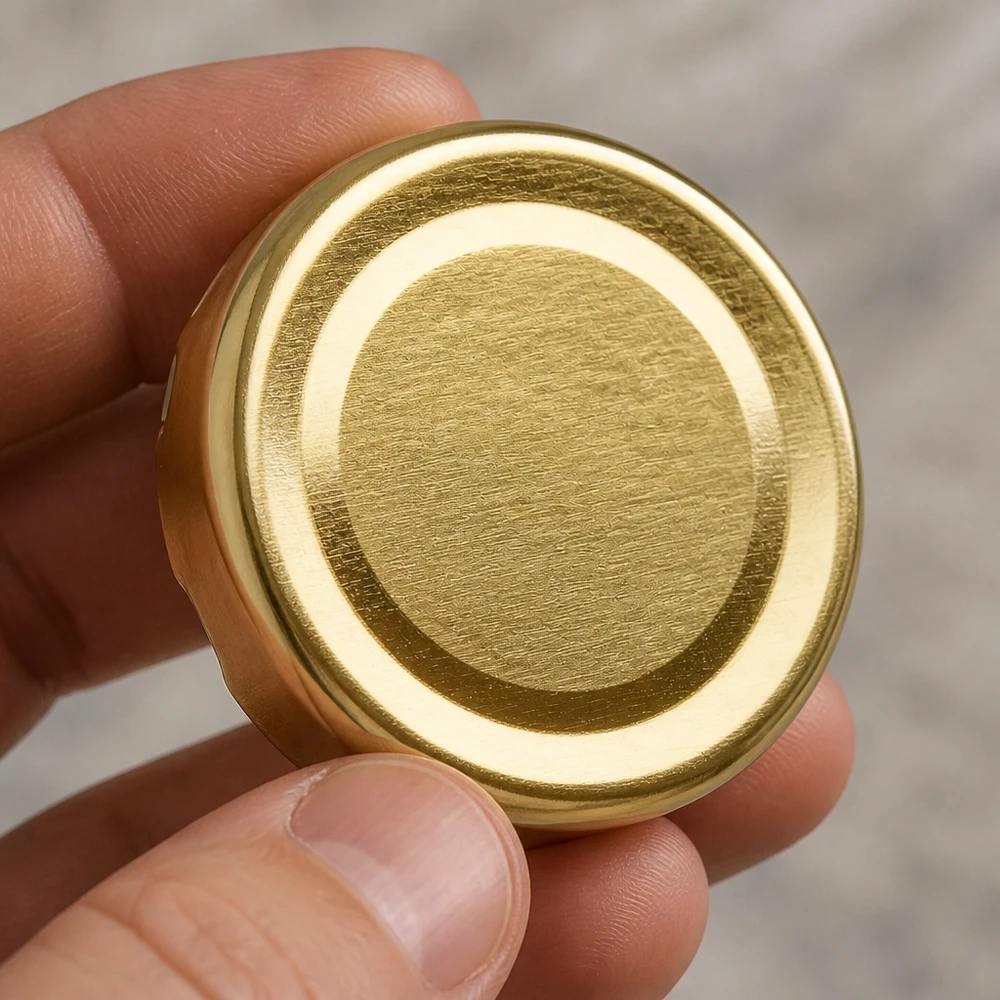 48 mm BasicSeal-deksel goud (TO48) UNiTWIST Gouden vacuümdeksel TO48 48 mm BasicSeal UniTwist met veiligheidsknop voor voorraadpotten