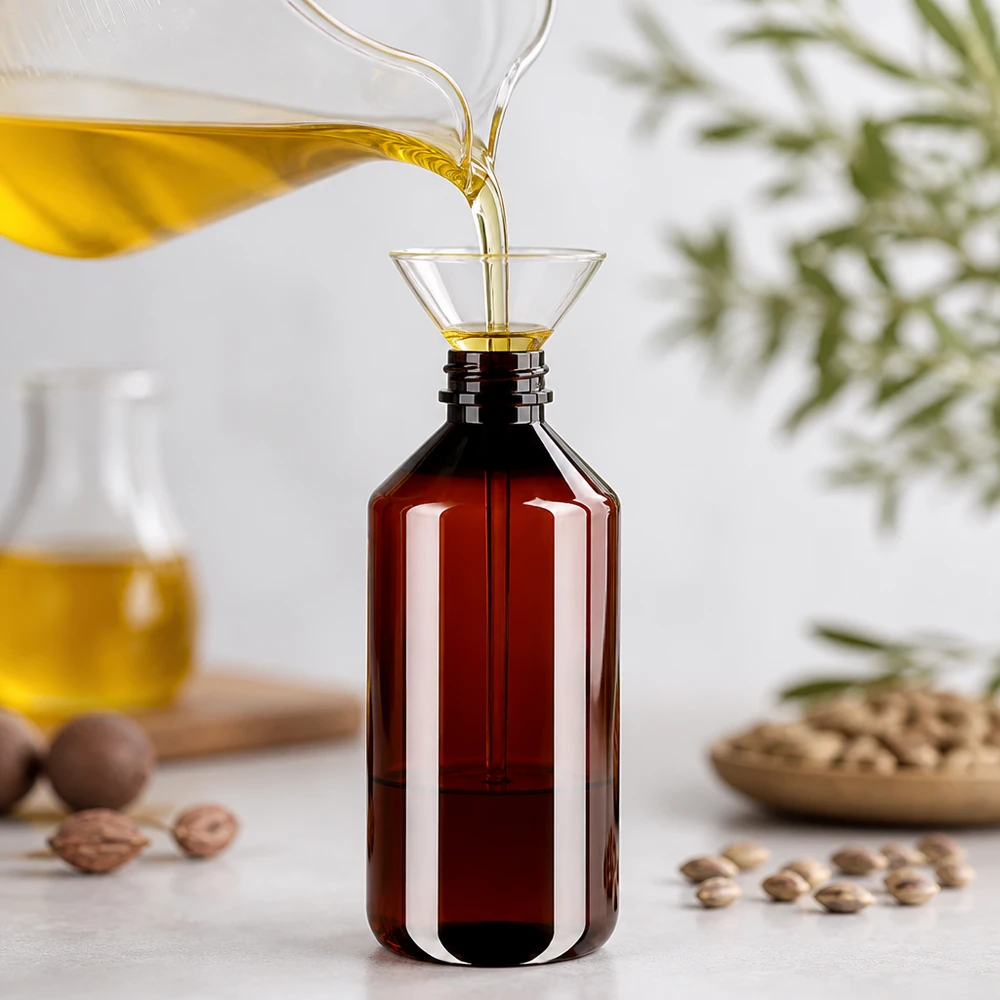 Lichtschutzflasche aus braunem PET 1 Liter mit Schraubverschluss für Pflanzenöle