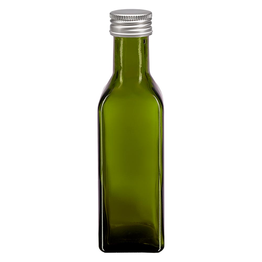 100 ml oliefles hoekig olijfgroen incl. aluminium schroefsluiting zilver (PP 24mm) 100 ml oliefles hoekig olijfgroen incl. aluminium schroefsluiting zilver (PP 24mm)