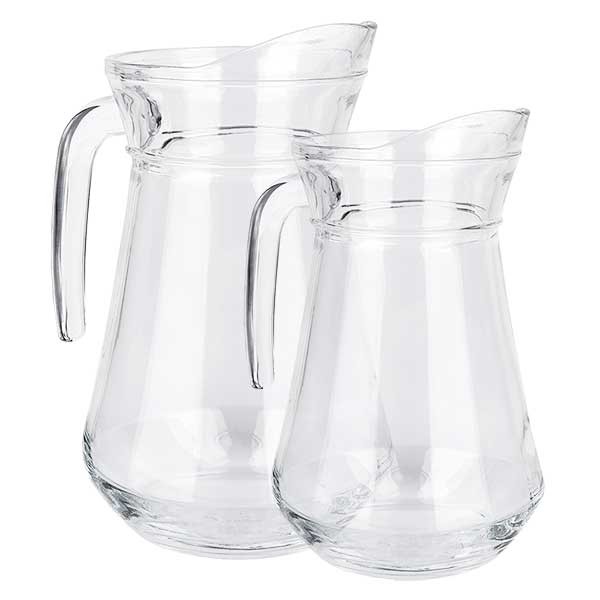 Glazen kannenset France 1,0 + 1,6 liter van gehard helder glas uit Frankrijk Glazen kannenset France 1,0 + 1,6 liter van gehard helder glas uit Frankrijk