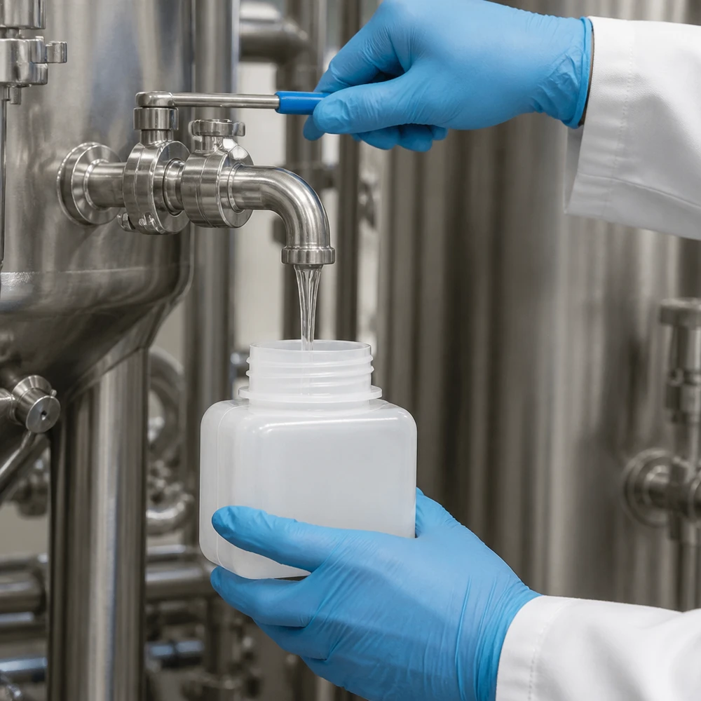 Chemicaliefles 250 ml PE-HD, naturel, geschikt voor vloeistofmonsters in de farmaceutische industrie