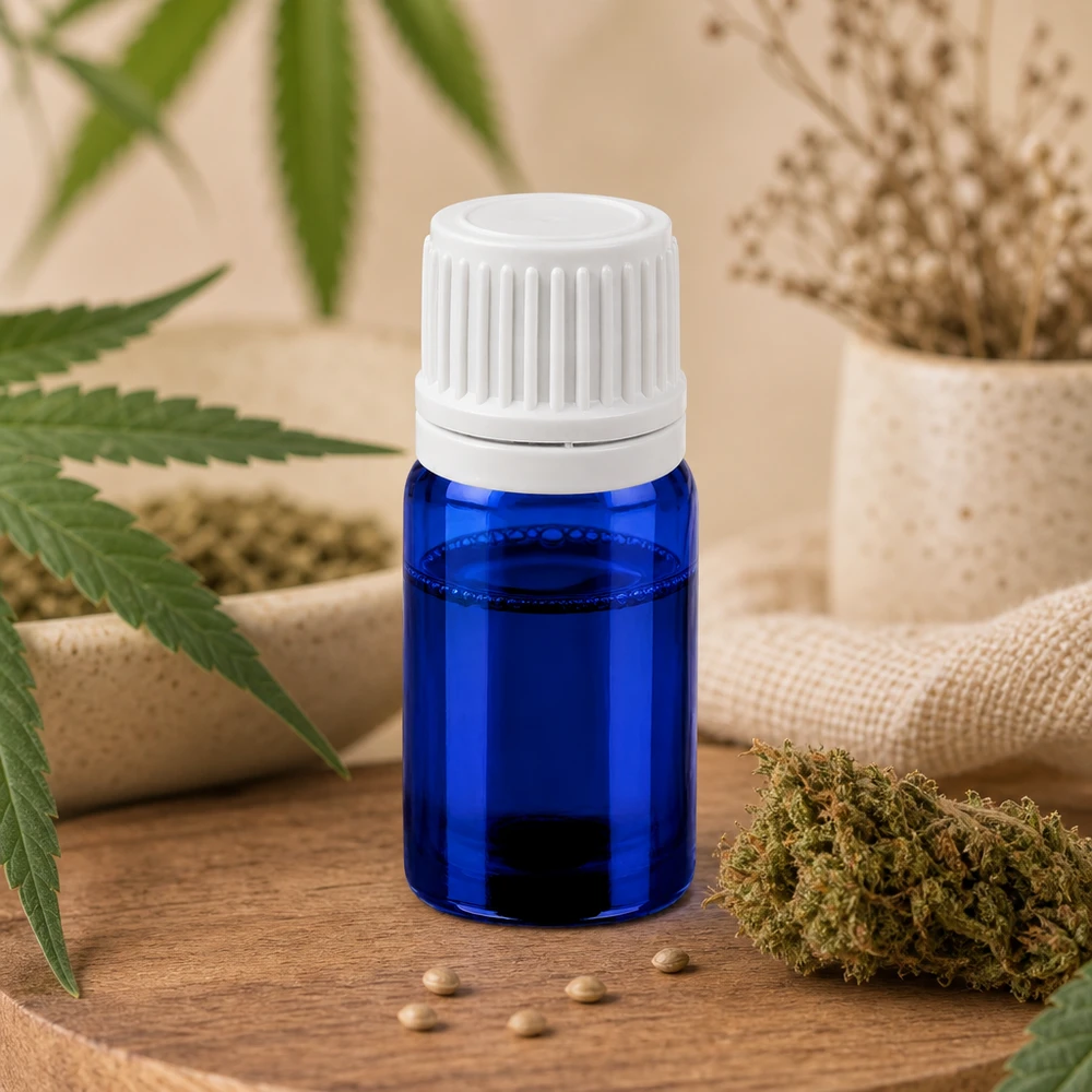 Navulbaar 5ml druppelflesje van robuust blauw glas voor herhaald gebruik