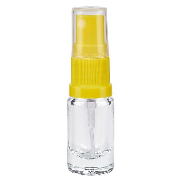 Helder glazen flessen 5ml met geel pompverstuiver Helder glazen flessen 5ml met geel pompverstuiver