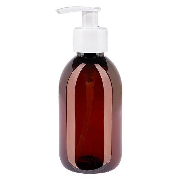 250 ml PET medicijnfles met wit dispenserpomp, standaard 250 ml PET medicijnfles met wit dispenserpomp, standaard