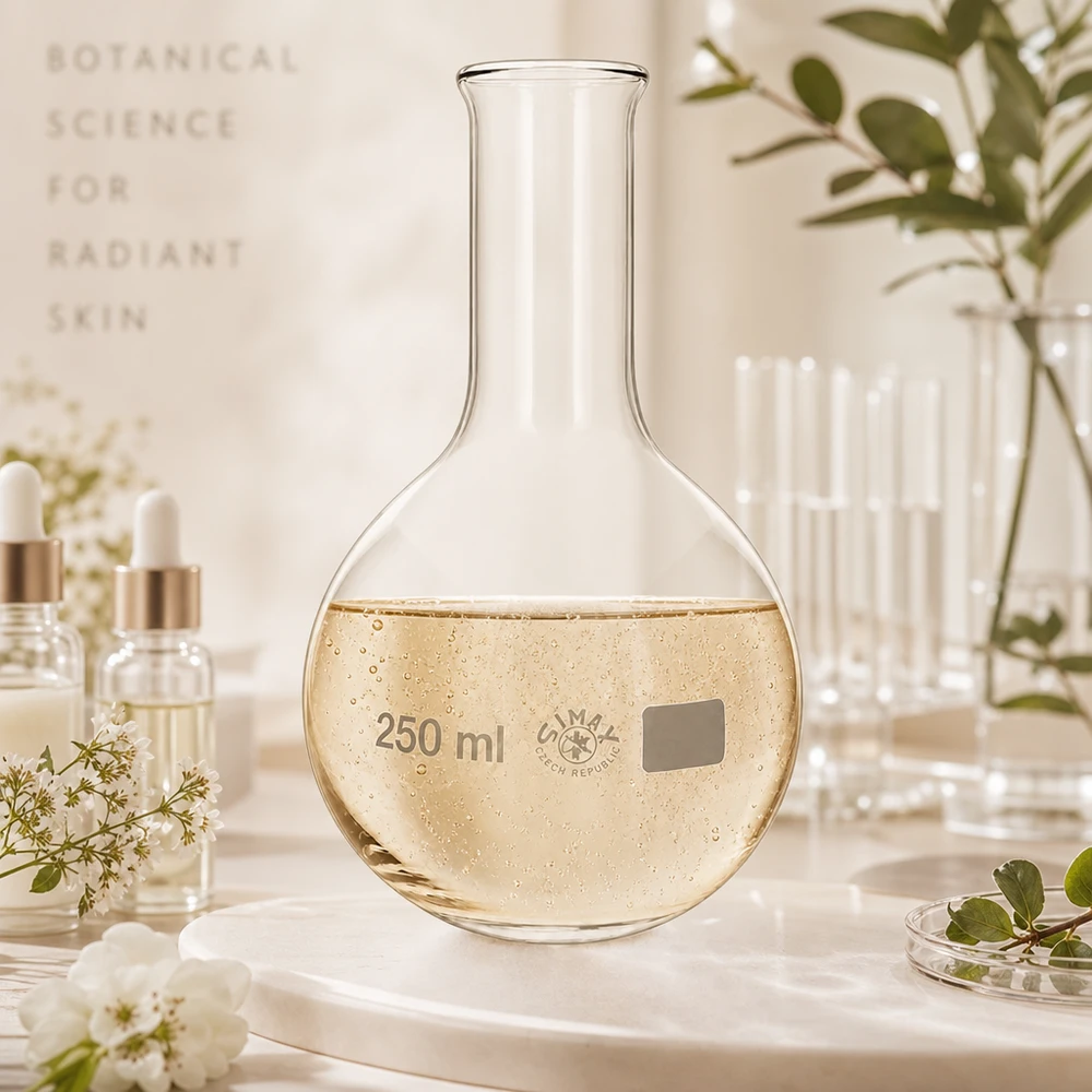 Smalhalskolf 250ml van helder glas voor botanische extracten en distillaties