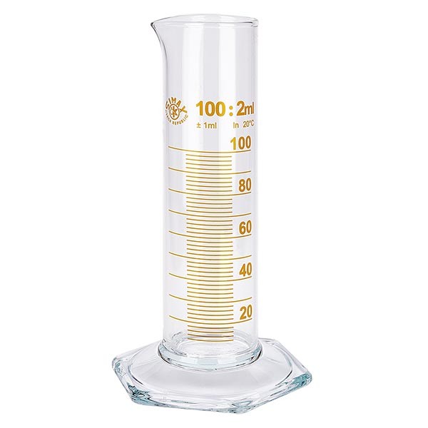 Maatcilinder 100ml bruin maatverdeling laag model ISO 4788 Maatcilinder 100ml bruin maatverdeling laag model ISO 4788