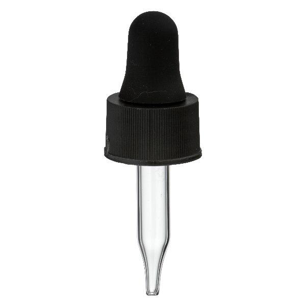 Glazen-druppelpipet zwart 13 mm PL28 Glazen-druppelpipet zwart 13 mm PL28
