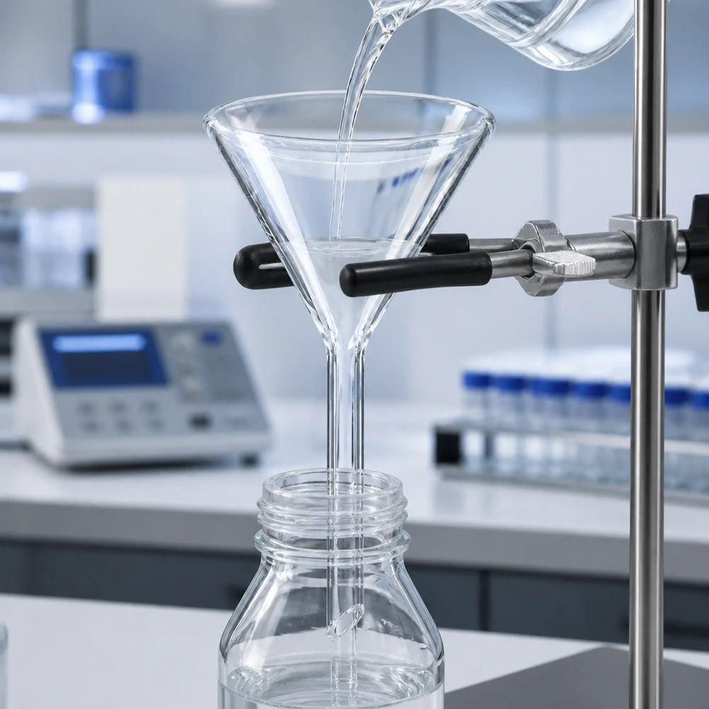 Glazen trechter met een hoek van 60 graden 50 mm gemaakt van soda lime voor optimale vloeistofoverdracht in het laboratorium