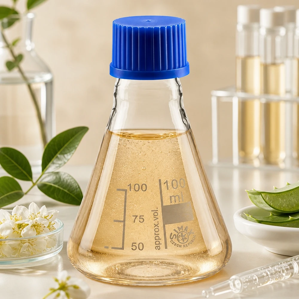 Erlenmeyer 100ml glas met nauwe hals borosilicaat met schroefdraad en sluiting Erlenmeyer 100 ml met milliliterverdeling en praktische plastic dop