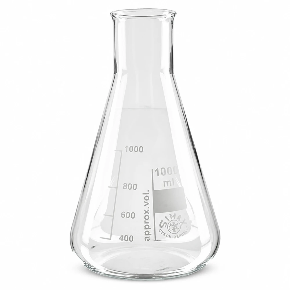 Kleine erlenmeyer van 100 ml met wijde hals voor gemakkelijk vullen