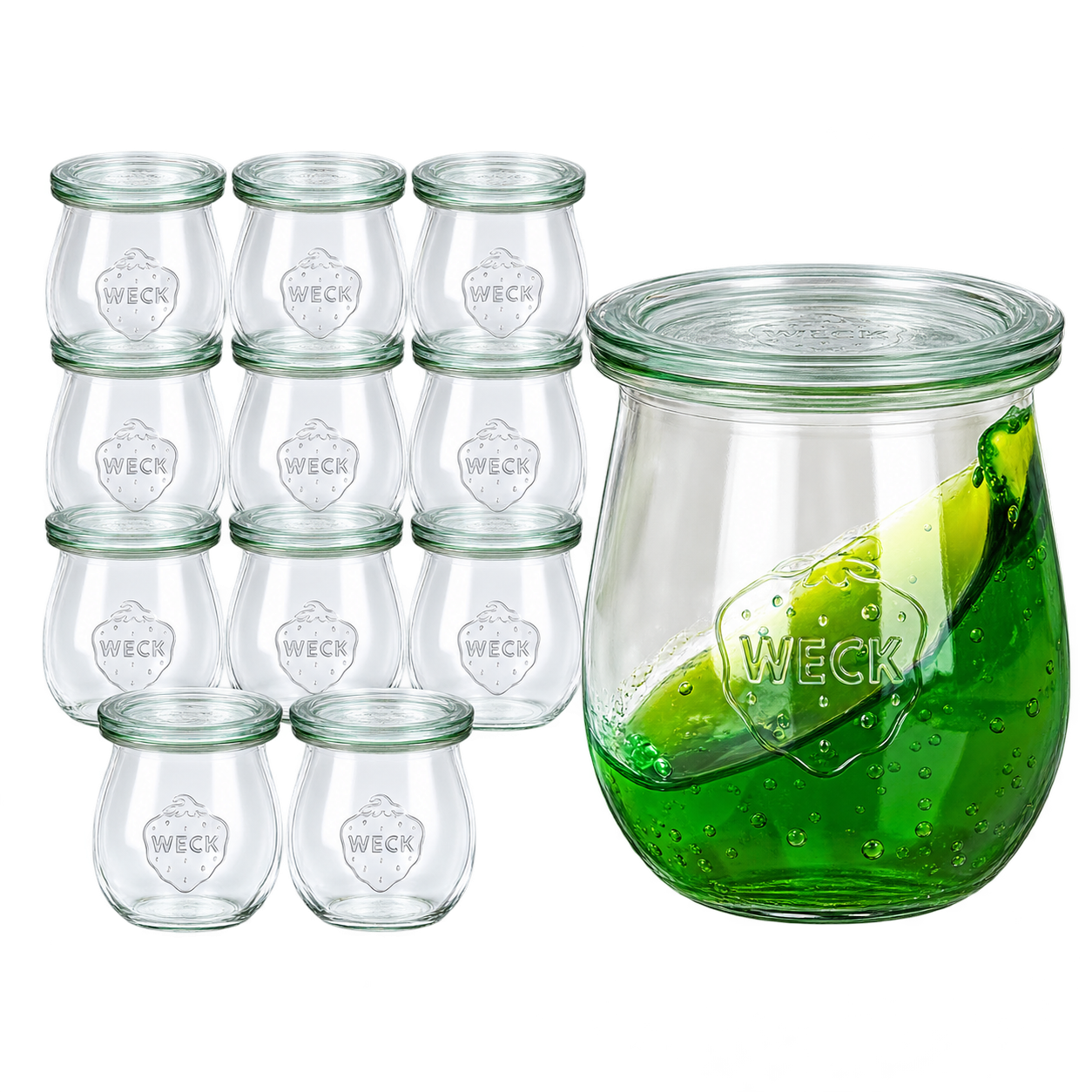 WECK sets met glazen deksels