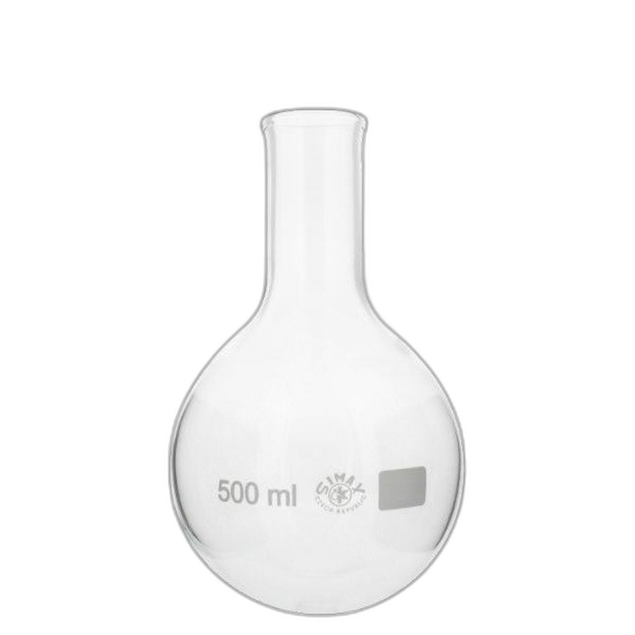 Rondbodemkolf smalle hals van hittebestendig borosilicaat