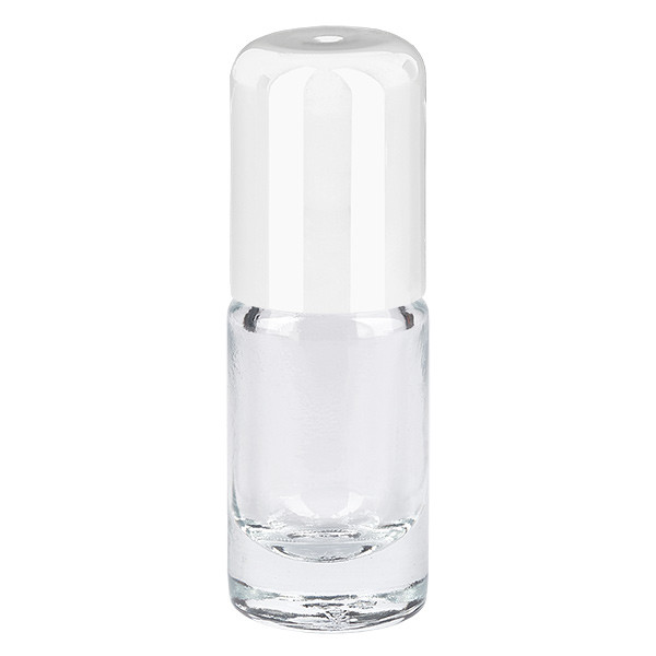 Apothekersflesje helder 5ml roll-on cap wit Apothekersflesje helder 5ml roll-on cap wit