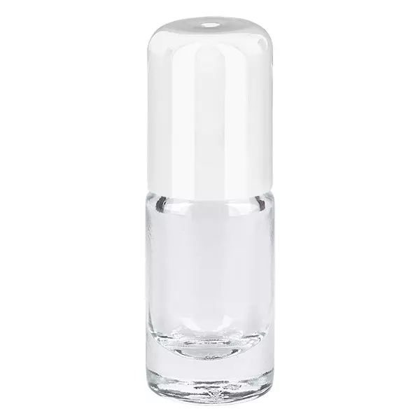 Apothekersflesje helder 5ml roll-on cap wit Apothekersflesje helder 5ml roll-on cap wit