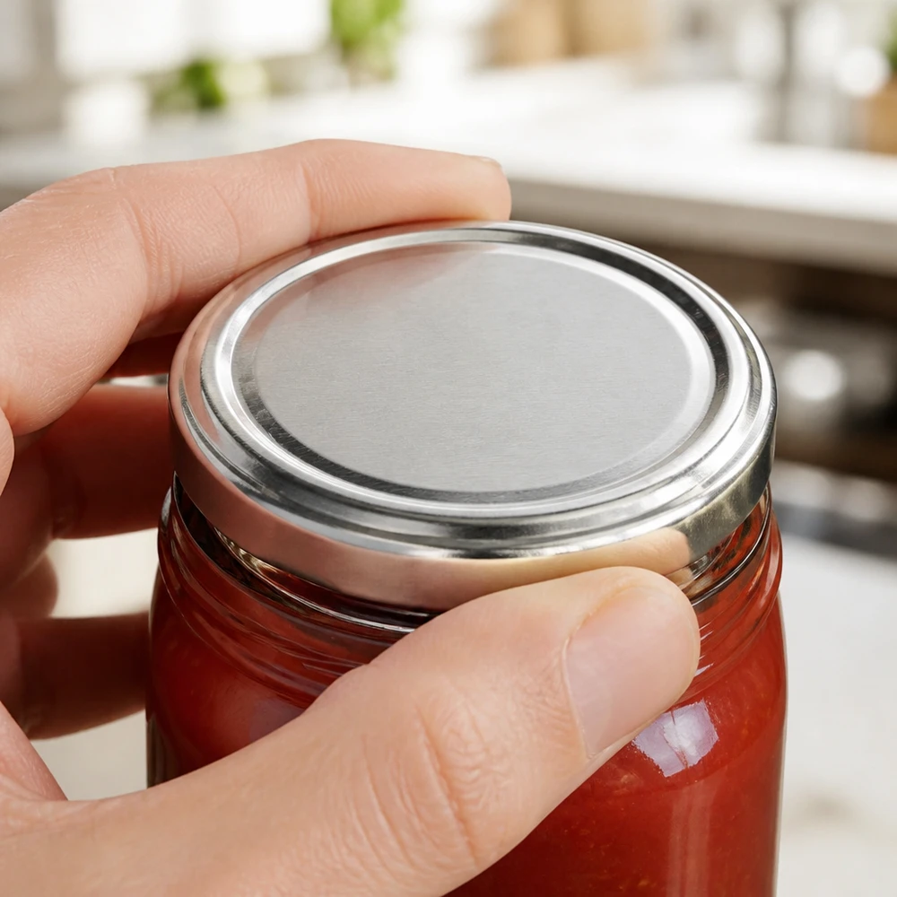 82 mm BasicSeal-deksel, zilver (TO82) UNiTWIST BasicSeal-deksel 82 mm zilver TO82 voor tomatensaus en ingeblikte producten UNiTWIST