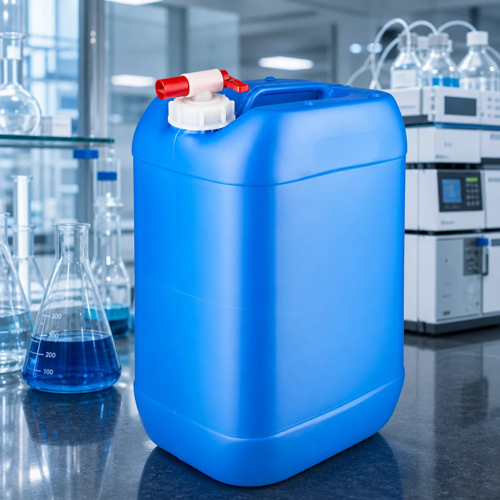 Canister 25 liter blauw met aftapkraan Jerrycan van 25 liter, blauw, met rode afsluitkraan en ergonomische draaggreep aan de bovenkant