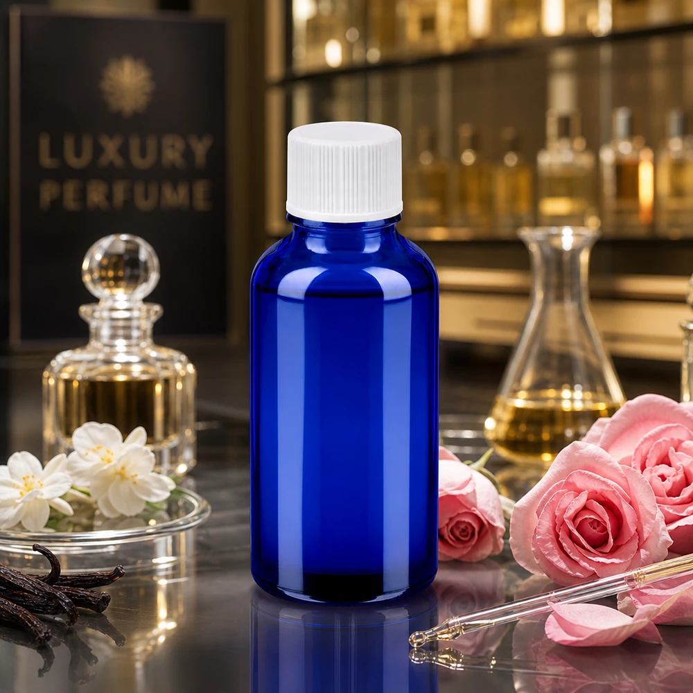 30ml fles 11mm SV wit STD BlueLine UT18/30 Robuuste kleine fles 30ml van dik glas met veilig sluitsysteem voor transport