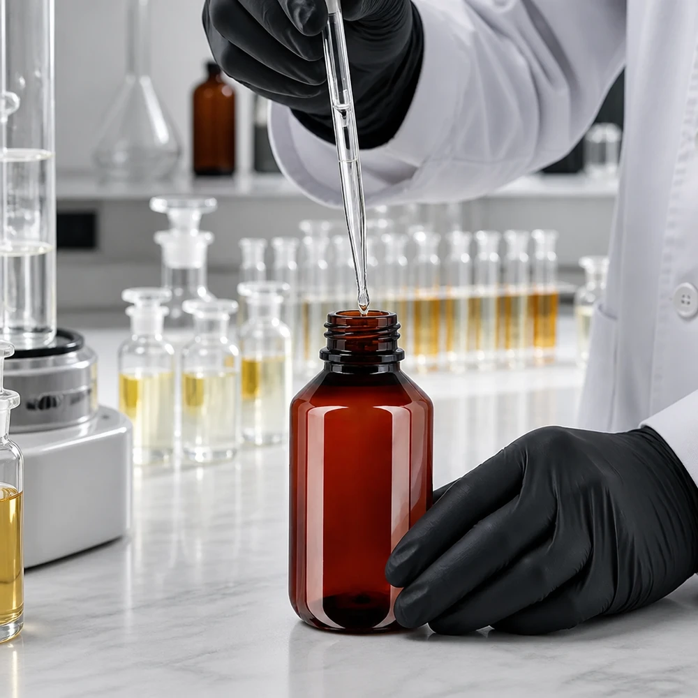 50 ml PET medicijnfles met verstuiver zwart GCMI 28/410 incl. dop transparant, standaard Robuste bernsteinfarbene 100ml Plastikflasche mit OV Verschluss für chemische Laboranwendungen