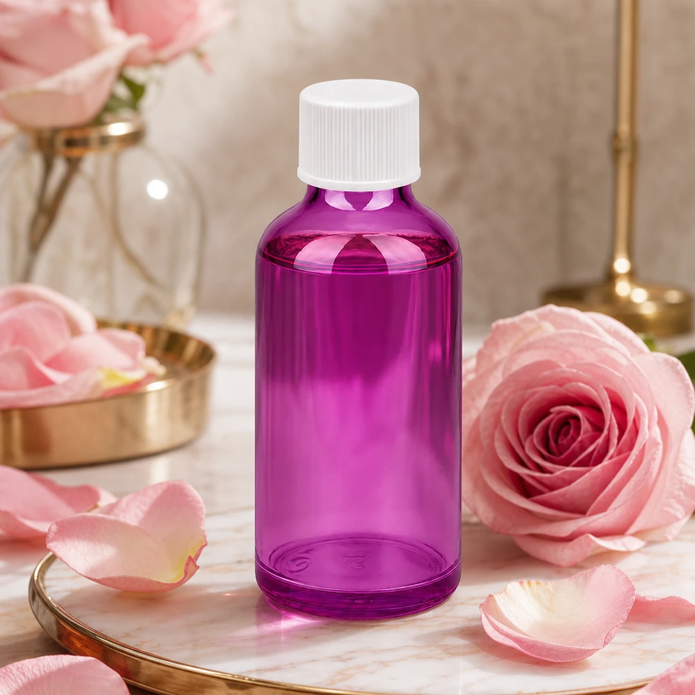 50ml pipetfles 11mm schroefdop wit standaard PurpleLine UT18/50 Premium flesje van 50 ml met witte dop, perfect voor hoogwaardige schoonheidsproducten