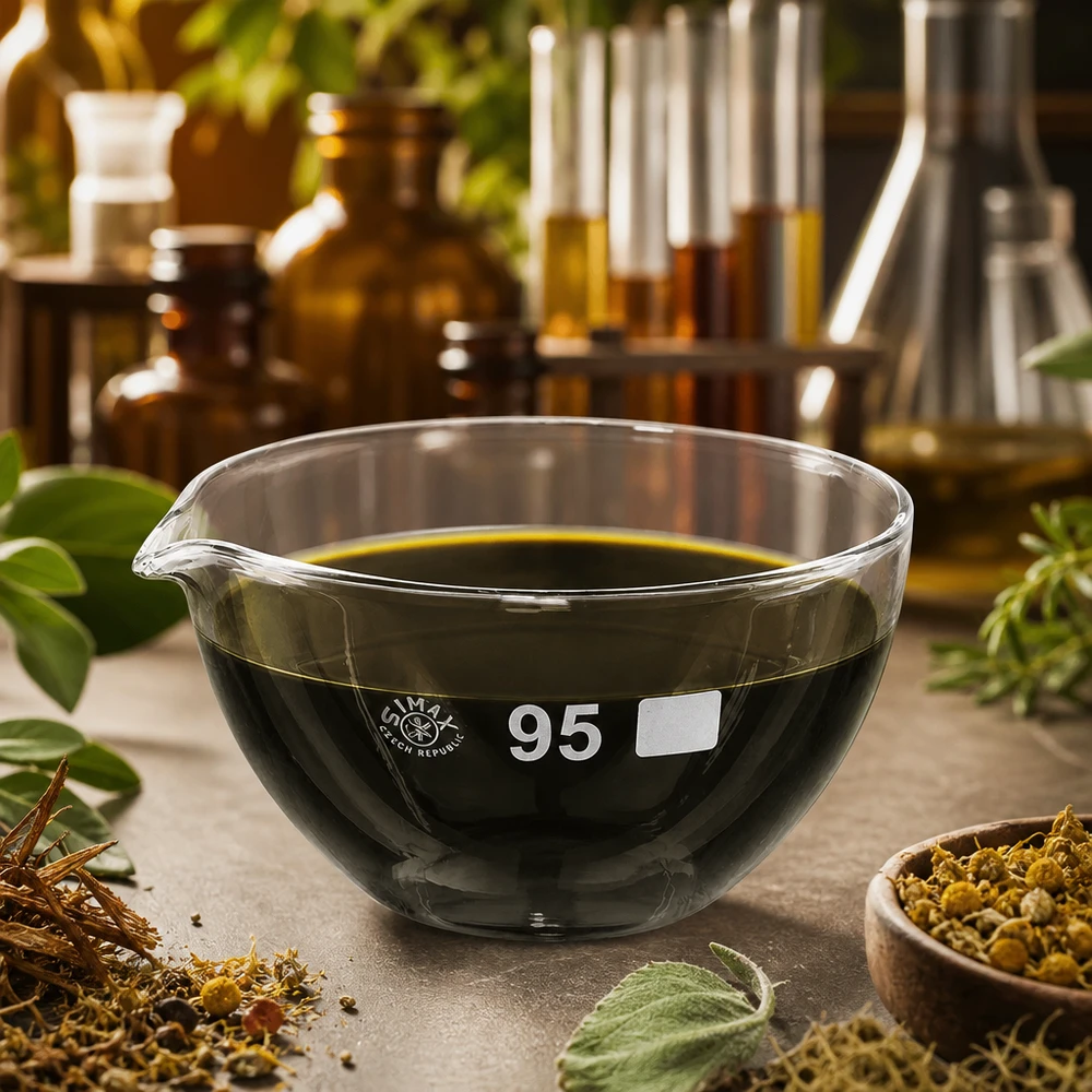 Zuurbestendig verdampingsbakje van 170 ml met praktische schenktuit van speciaal glas