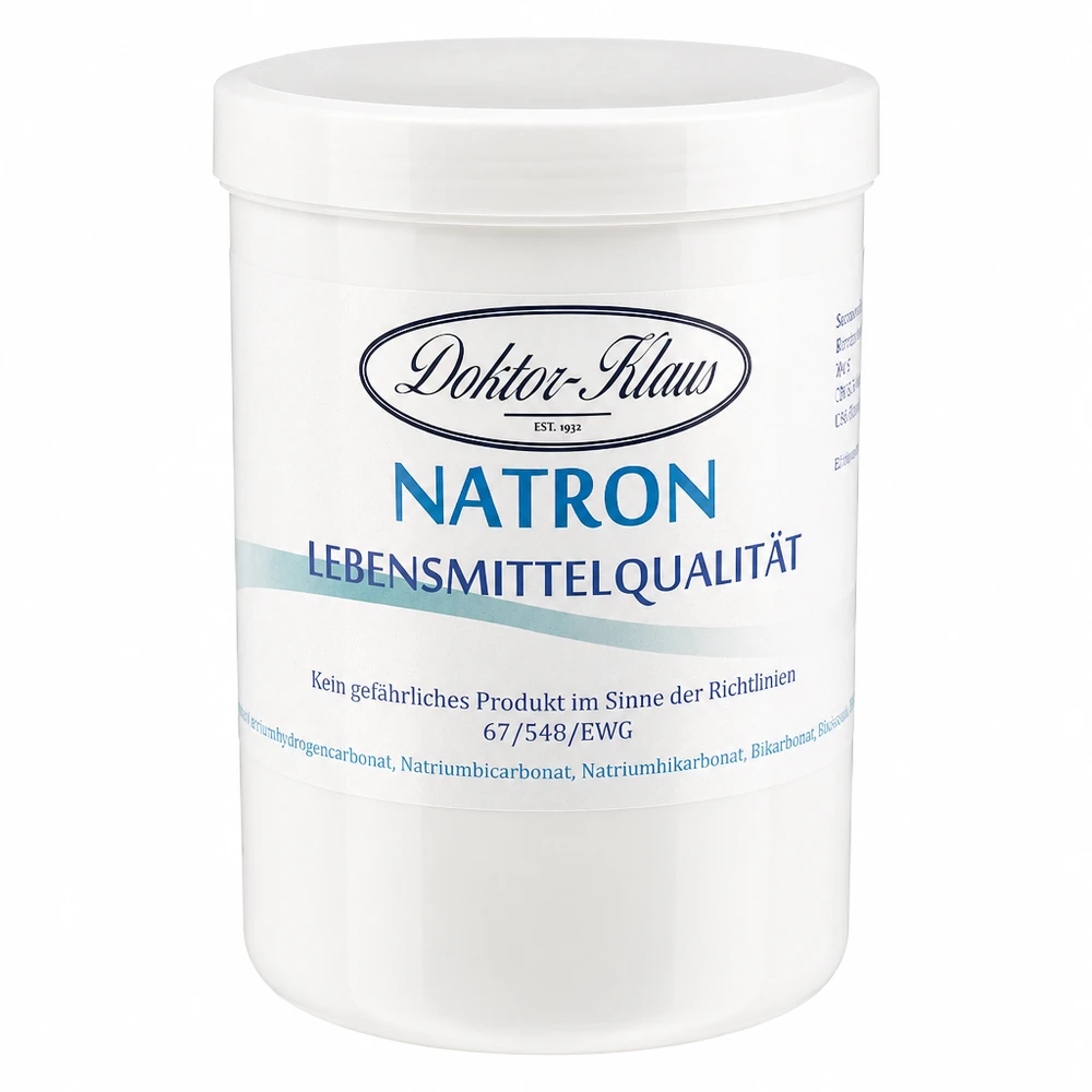 Doktor-Klaus Natron, 1000g in witte pot, levensmiddelenkwaliteit Natron 1kg Doktor Klaus Natriumhydrogencarbonat weiße Aufbewahrungsdose