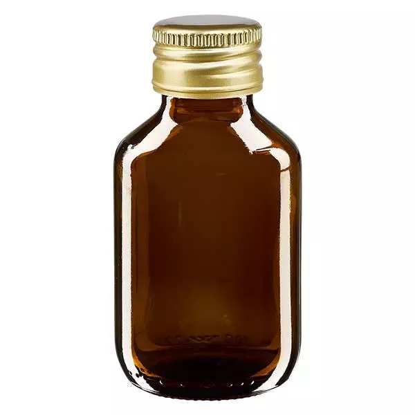 100 ml Euro-medicijnfles bruin met gouden aluminium sluiting